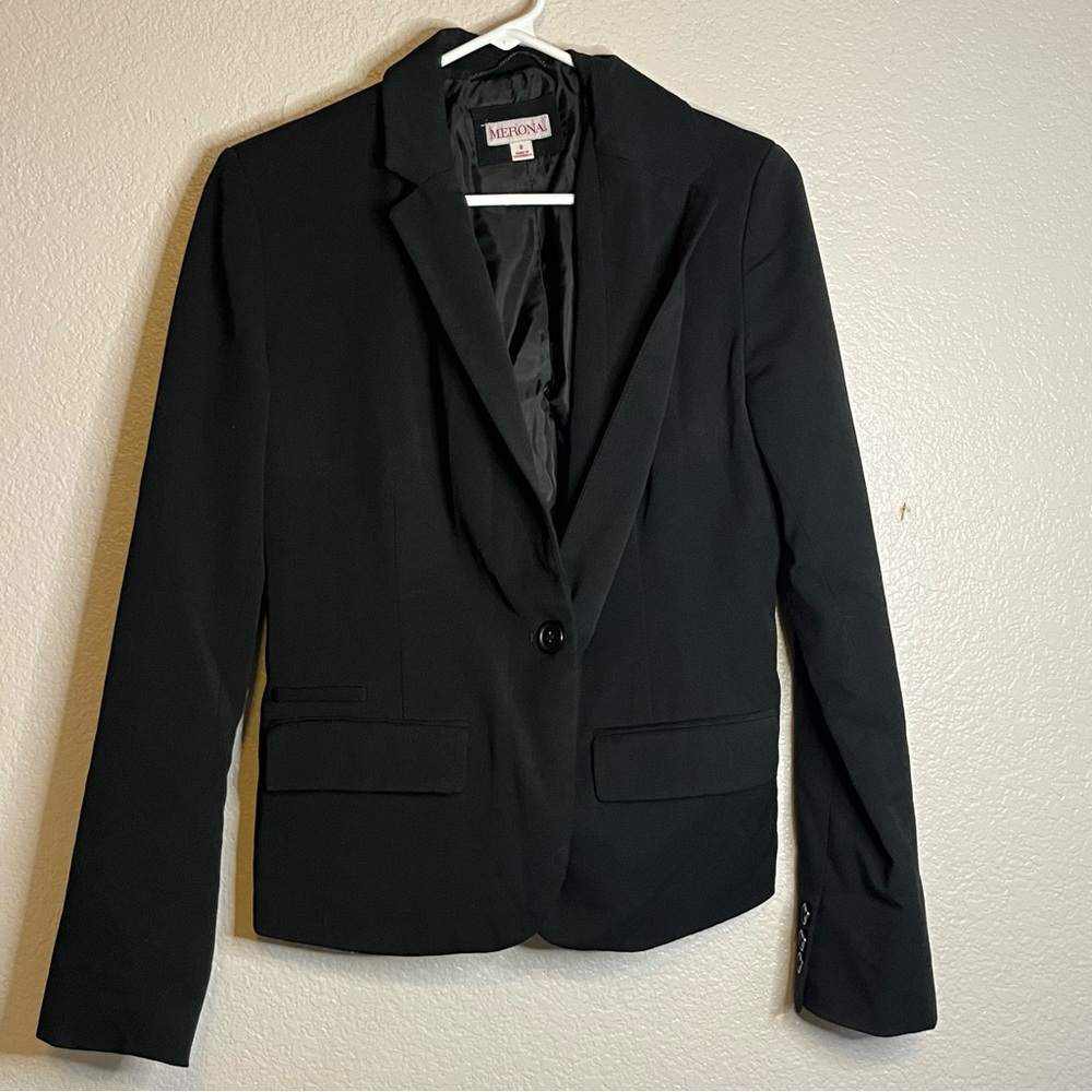 Merona Women's Classic Black Blazer Office Business casual size 8